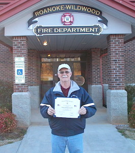 A SAR Flag certificate is awarded to the Roanoke-Wildwood VFD in Roanoke Rapids, NC.