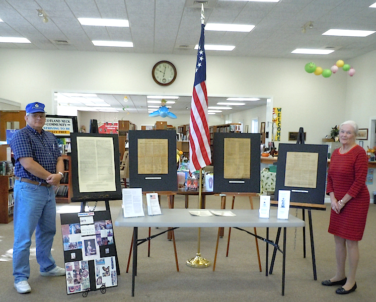 The Halifax Resolves Chapter, North Carolina SAR, posted a display for Constitution Day in the Roanoke Rapids Library on September 15, 2015.
