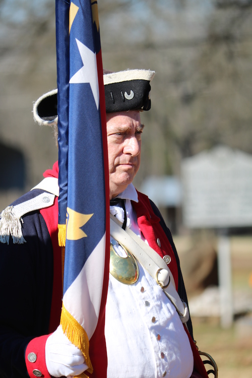 North Carolina SAR president Tim Berly at the 235th Anniversary of the Battle of Cowan's Ford on January 30 2016 in Huntersville, NC.