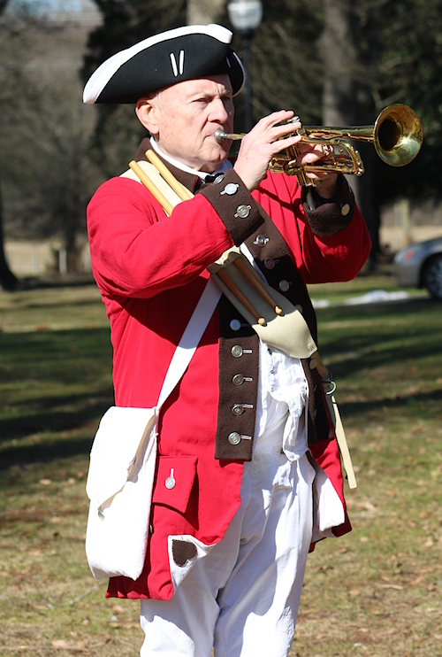Mecklenburg chapter member Tom Phlegar plays TAPS at the 235th Anniversary of the Battle of Cowan's Ford on January 30 2016.