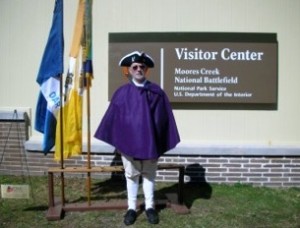 Rolf Maris, President of the New Bern Chapter, attends the Moore's Creek Battlefield anniversary.