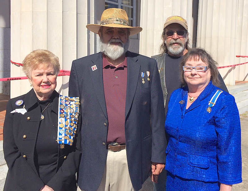 Mecklenburg and Catawba Valley chapter SAR members attend Veterans Salute on March 29 2016 in Lincolnton, NC.