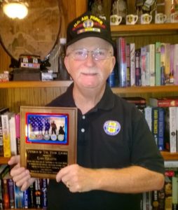 Gary Gillette with his "2016 Veteran of the Year" award for Craven County, NC