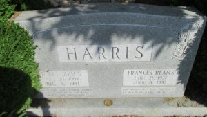 James Carlos and Frances Hall Reams Harris Headstone