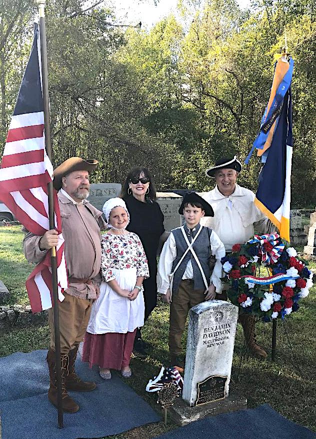 Blue Ridge Mountain Chapter, North Carolina SAR, marked the graves of two Patriots at the Davidson River Cemetery in Transylvania County, NC, on October 13 2018.