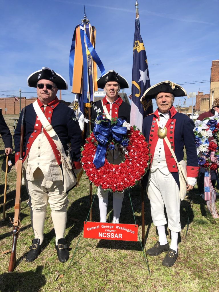 Gen George Washington SAR chapter members attend the annual Crossing of the Dan ceremony in South Boston, VA, on February 15, 2020.
